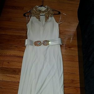 Camille la Vie white gown with gold beading